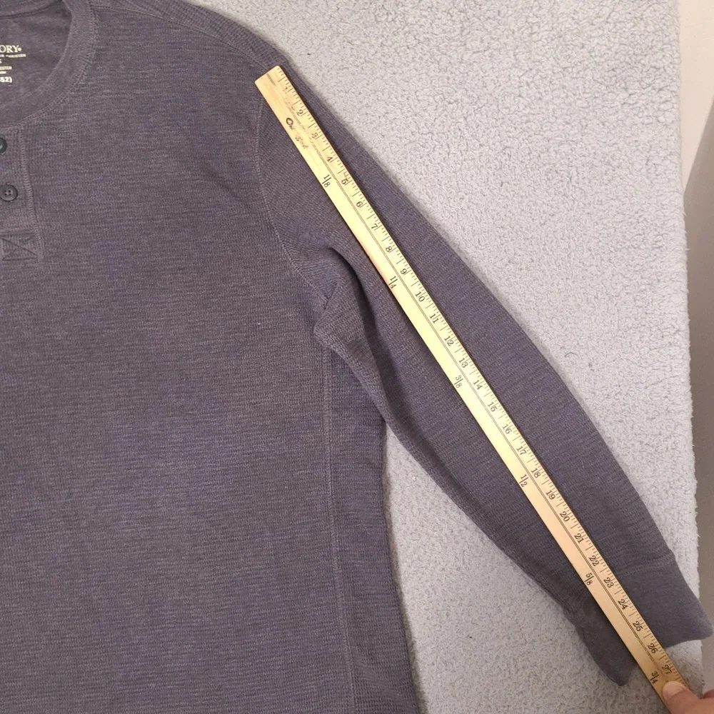 Faded Glory Mens Shirt XXL Gray Waffle Knit Long Sleeve Henley Tee Thermal Layer